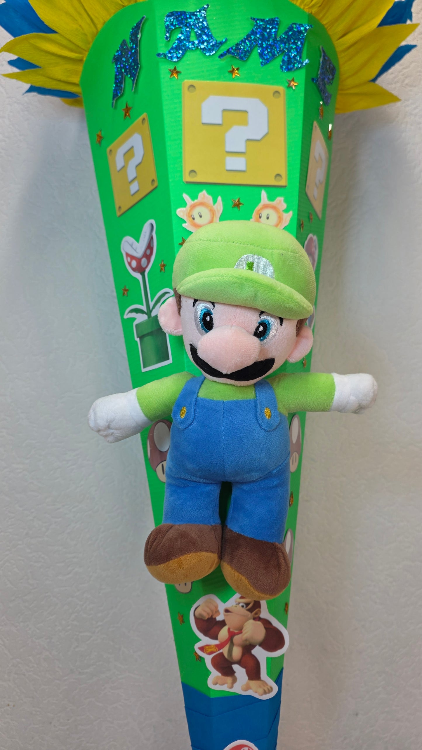 SCHULTÜTE ZUCKERTÜTE SUPER MARIO Jungs neongrün gelb blau