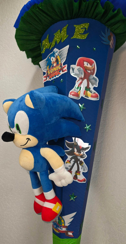 SCHULTÜTE ZUCKERTÜTE Sonic Jungs dunkelblau dunkelgrün leuchtgrün
