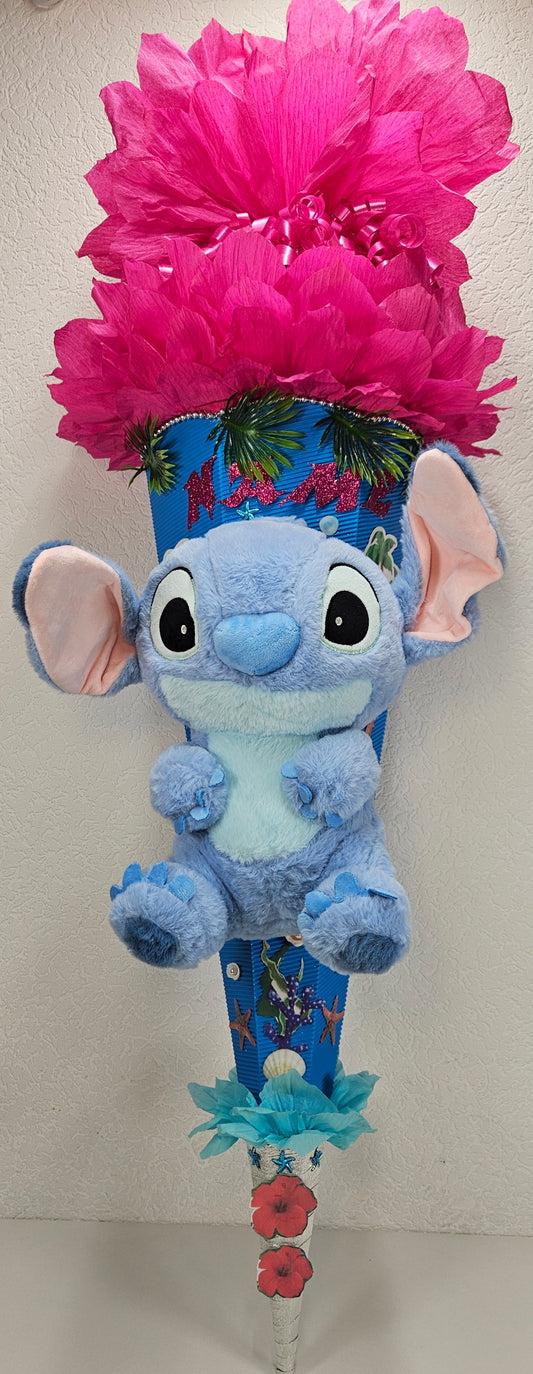 SCHULTÜTE ZUCKERTÜTE Stitch für MÄDCHEN EINSCHULUNG 2025 blau pink silber