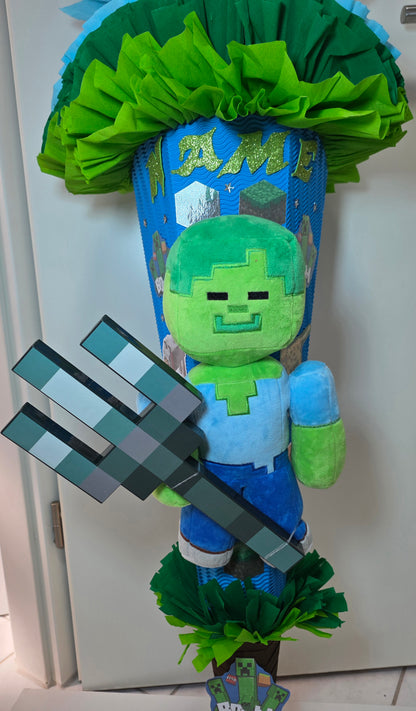 SCHULTÜTE ZUCKERTÜTE MINECRAFT für Jungs blau grün dunkelgrün
