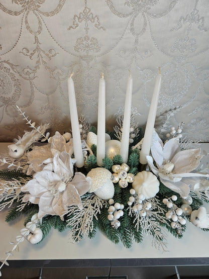 Weihnachtsgesteck + Adventsgesteck, Chrismes, Vögel, Weihnachtsdeko Weihnachtsblumen Tischdekor, Tischgesteck, Winterdekor,Advent