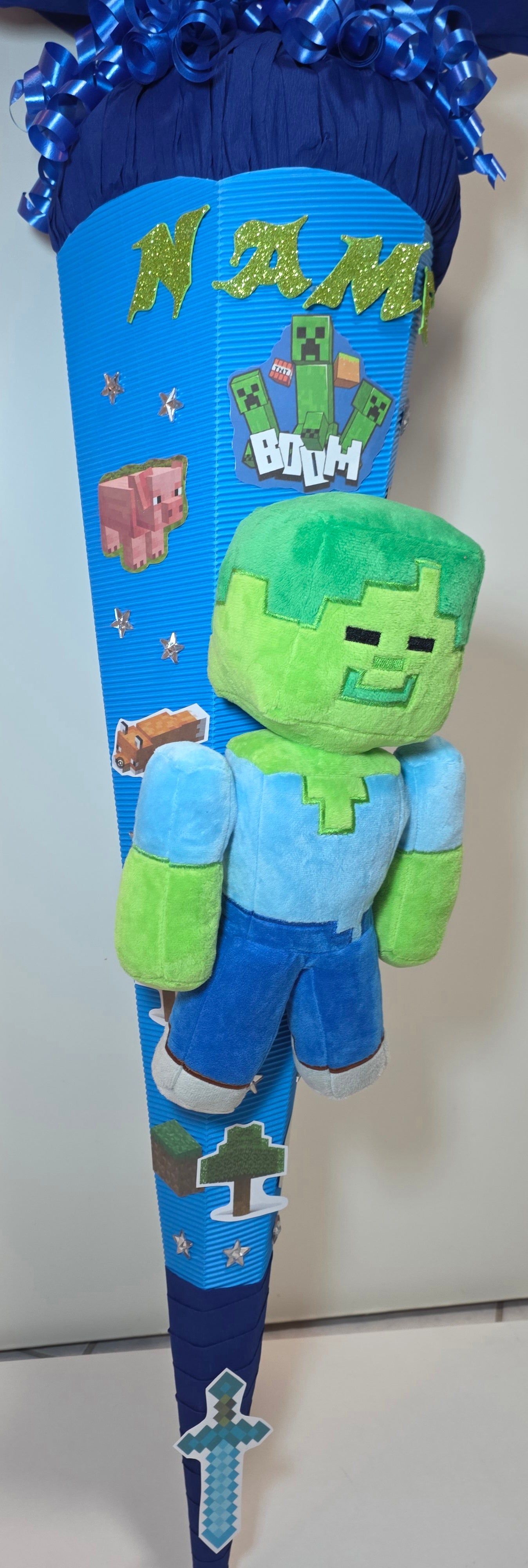 SCHULTÜTE ZUCKERTÜTE MINECRAFT für Jungs blau dunkelblau