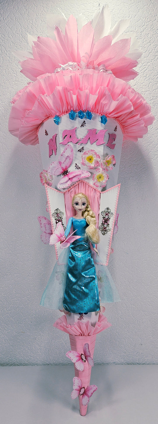 SCHULTÜTE ZUCKERTÜTE "Eiskönigin Elsa" EINSCHULUNG 2025 rosa weiß