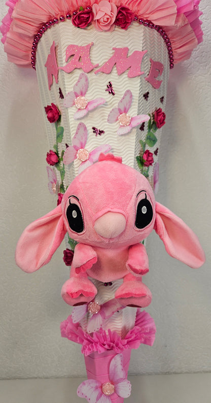 SCHULTÜTE ZUCKERTÜTE Stitch für MÄDCHEN EINSCHULUNG 2025 rosa weiß