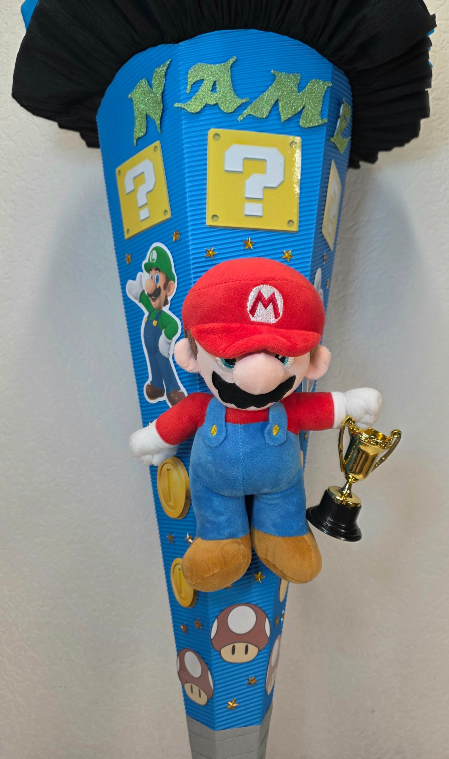 SCHULTÜTE ZUCKERTÜTE SUPER MARIO Jungs blau schwarz hellgrün