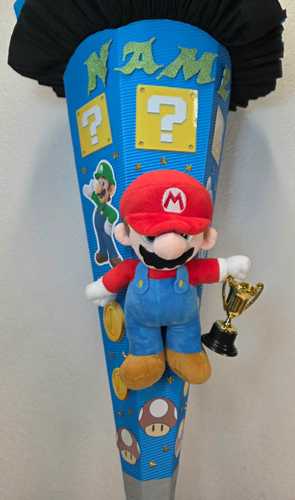 SCHULTÜTE ZUCKERTÜTE SUPER MARIO Jungs blau schwarz hellgrün