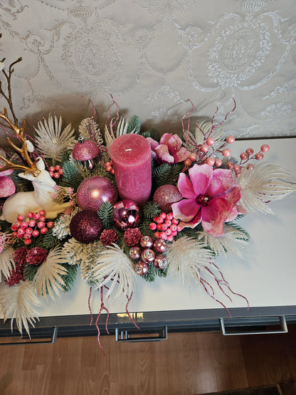 Weihnachtsgesteck + Adventsgesteck, Chrismes, Elche, Rehe, Weihnachtsdeko Weihnachtsblumen Tischdekor, Tischgesteck, Winterdekor,Advent