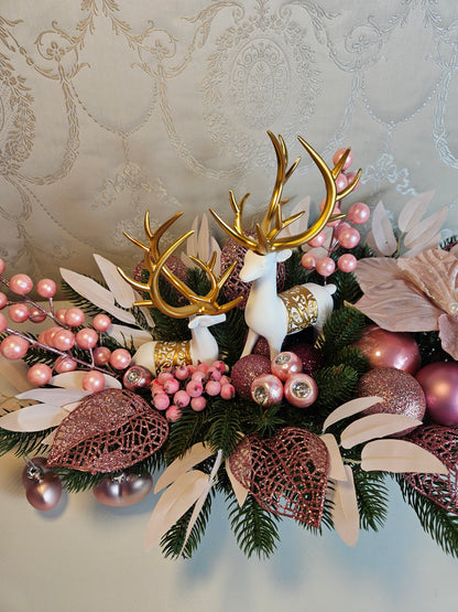 Weihnachtsgesteck + Adventsgesteck, Kamingesteck, Chrismes, Rehe, Weihnachtsdeko Weihnachtsblumen Tischdekor, Tischgesteck, Winterdekor,Advent