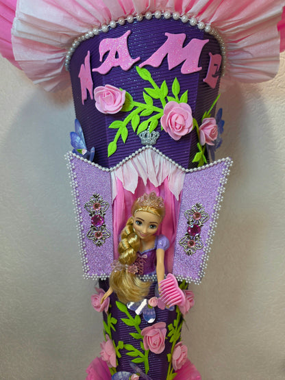 SCHULTÜTE ZUCKERTÜTE RAPUNZEL für MÄDCHEN EINSCHULUNG in lila weiß rosa