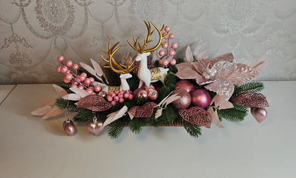 Weihnachtsgesteck + Adventsgesteck, Kamingesteck, Chrismes, Rehe, Weihnachtsdeko Weihnachtsblumen Tischdekor, Tischgesteck, Winterdekor,Advent