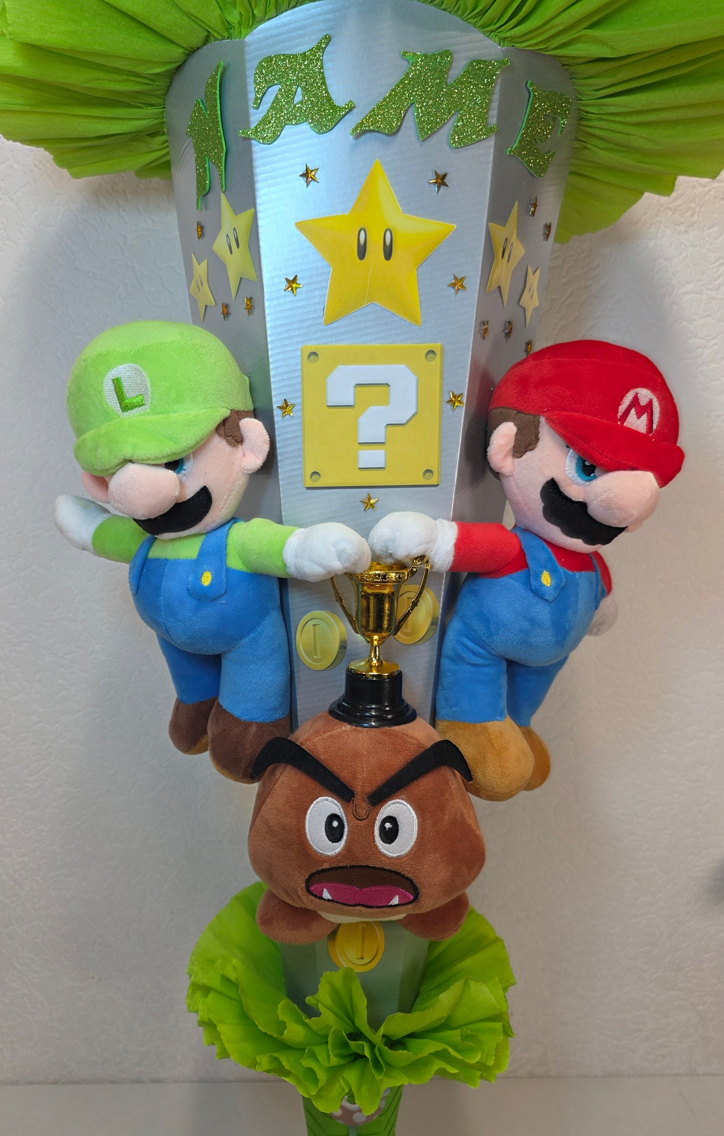 SCHULTÜTE ZUCKERTÜTE SUPER MARIO Jungs silber hellgrün grün