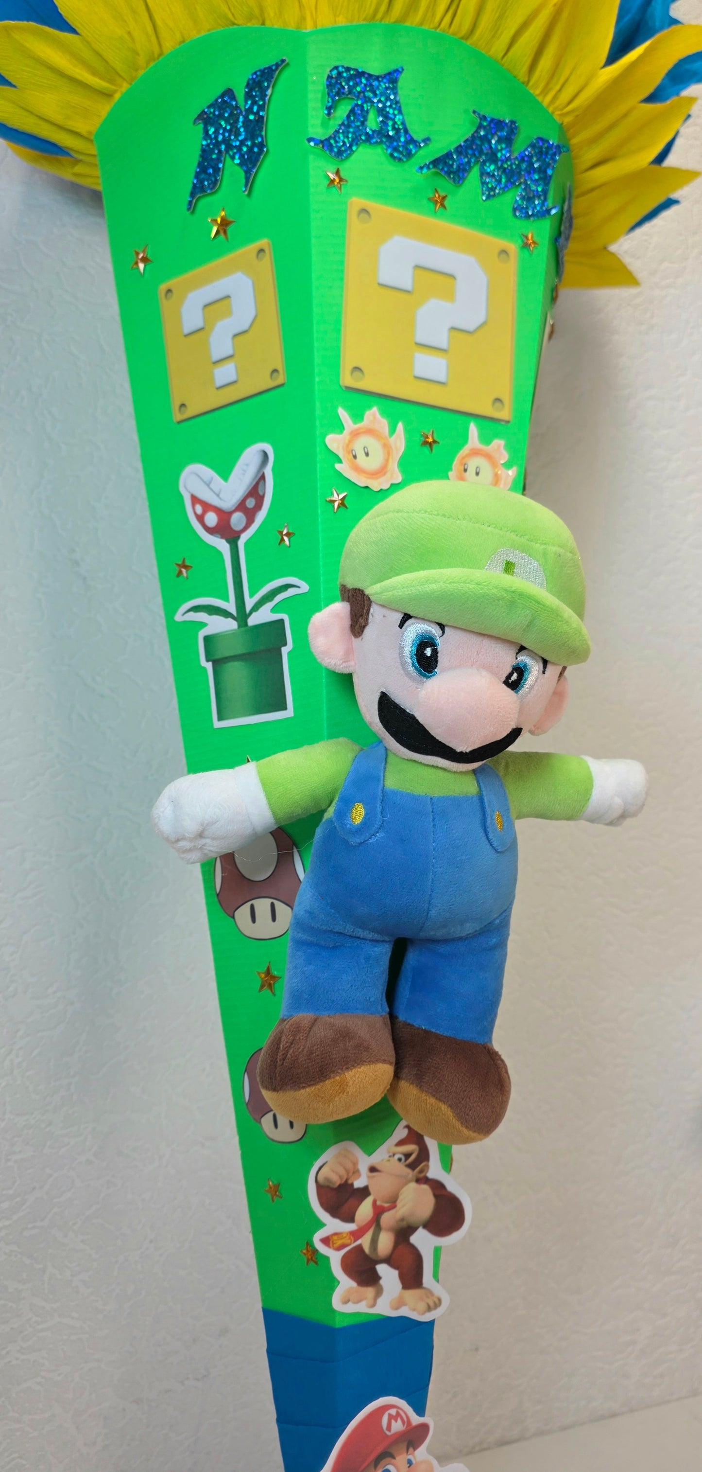 SCHULTÜTE ZUCKERTÜTE SUPER MARIO Jungs neongrün gelb blau