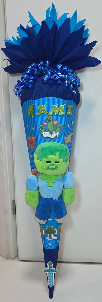 SCHULTÜTE ZUCKERTÜTE MINECRAFT für Jungs blau dunkelblau