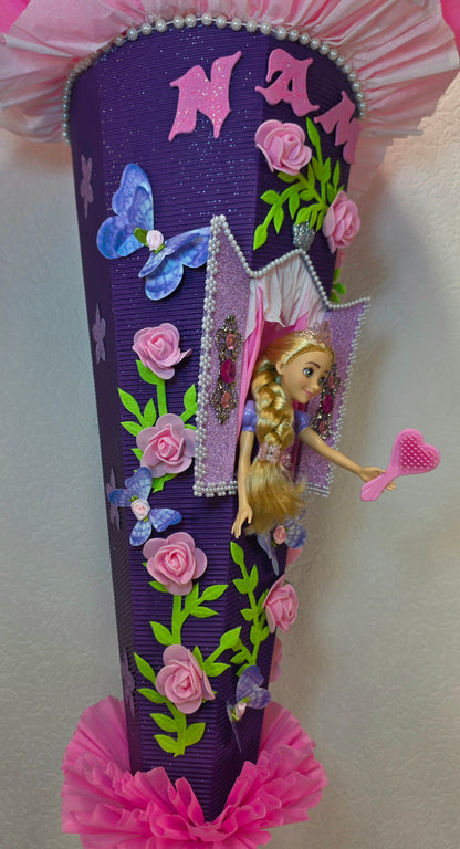 SCHULTÜTE ZUCKERTÜTE RAPUNZEL für MÄDCHEN EINSCHULUNG in lila weiß rosa