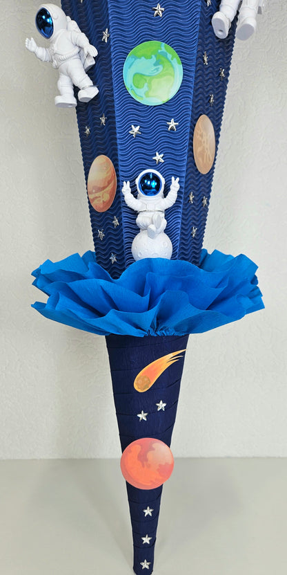 SCHULTÜTE ZUCKERTÜTE "WELTALL ASTRONAUTEN" für Jungs dunkelblau blau