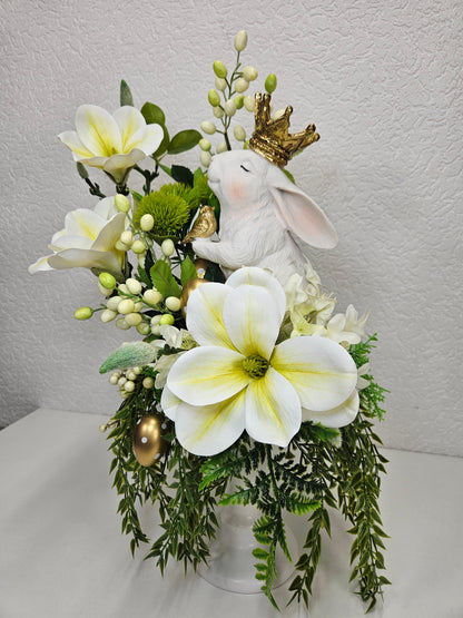 Osterdekorationen mit einem Hasen Ostern Gesteck Kerzenhalter