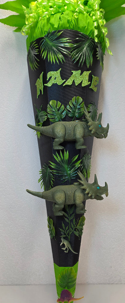 SCHULTÜTE ZUCKERTÜTE DINOS Jungs schwarz hellgrün