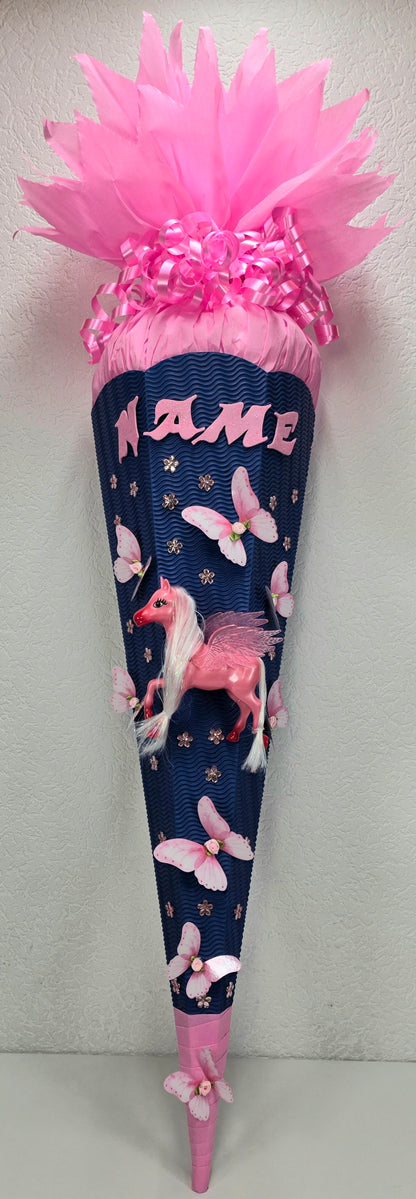 SCHULTÜTE ZUCKERTÜTE REGASUS für MÄDCHEN EINSCHULUNG blau rosa