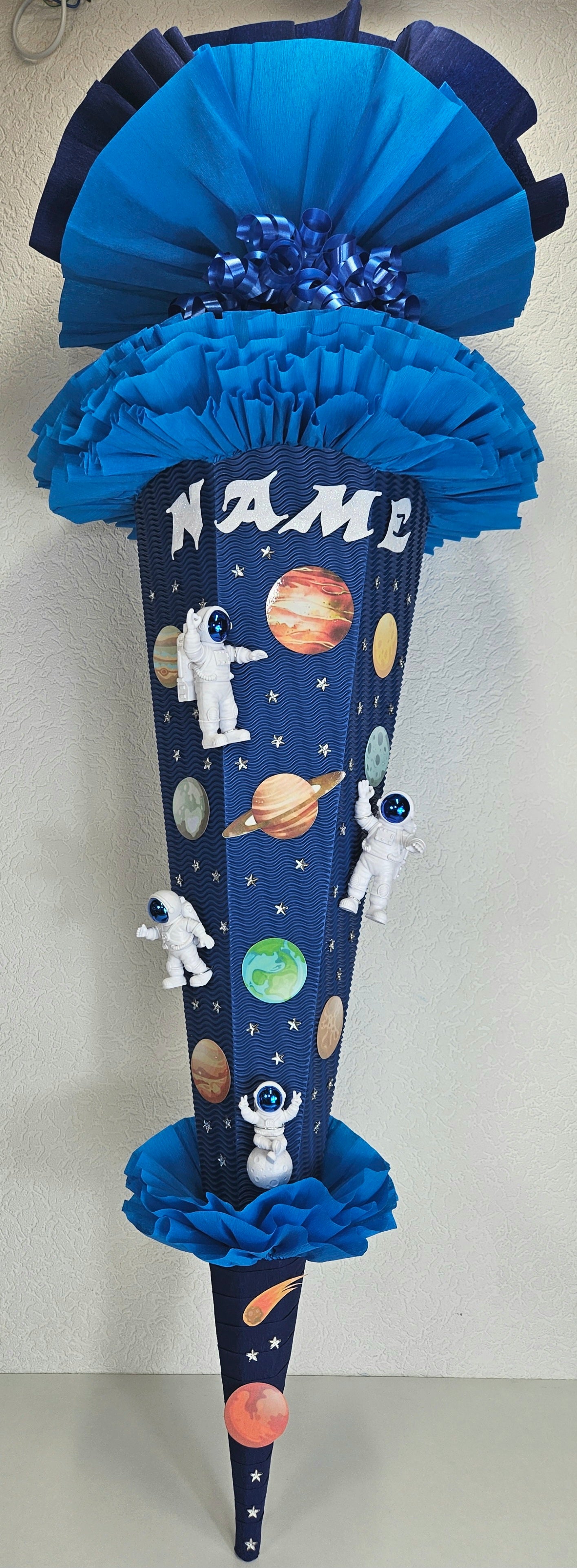 SCHULTÜTE ZUCKERTÜTE "WELTALL ASTRONAUTEN" für Jungs dunkelblau blau