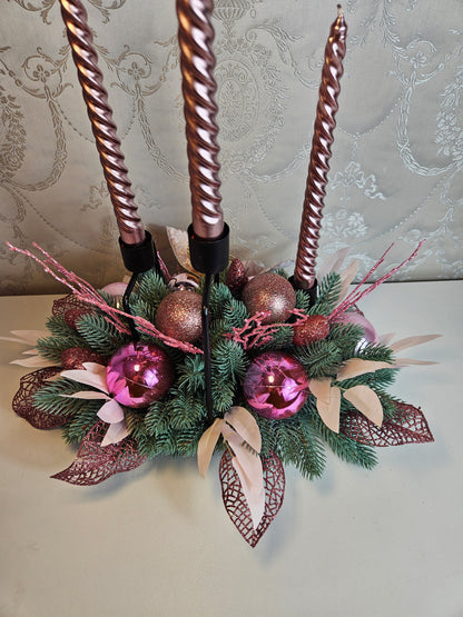 Weihnachtsdekor + Adventsgesteck Kamingesteck, Chrismes, Weihnachtsdeko Weihnachtsblumen Tischdekor, Tischgesteck, Winterdekor,Advent Weihnachtsdekoration Geschenkidee rosa grün
