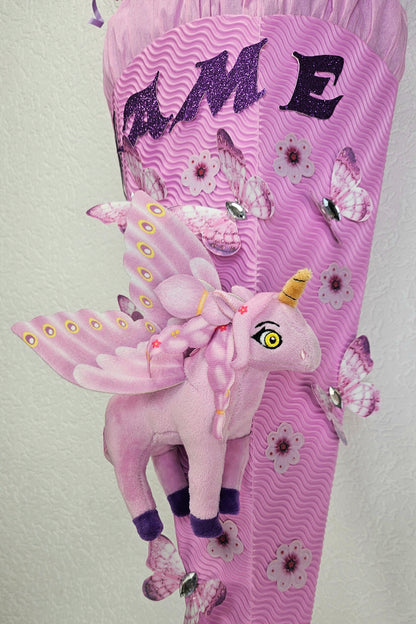 SCHULTÜTE ZUCKERTÜTE EINHORN für MÄDCHEN EINSCHULUNG 2025 rosa lila