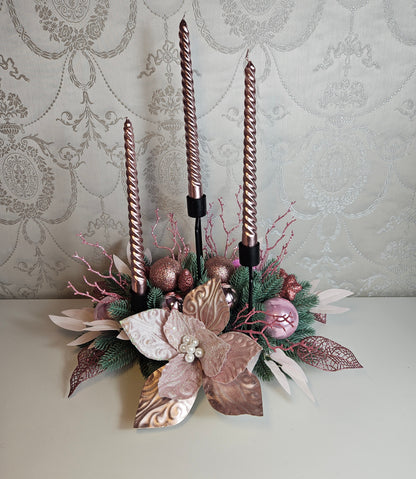 Weihnachtsdekor + Adventsgesteck Kamingesteck, Chrismes, Weihnachtsdeko Weihnachtsblumen Tischdekor, Tischgesteck, Winterdekor,Advent Weihnachtsdekoration Geschenkidee rosa grün