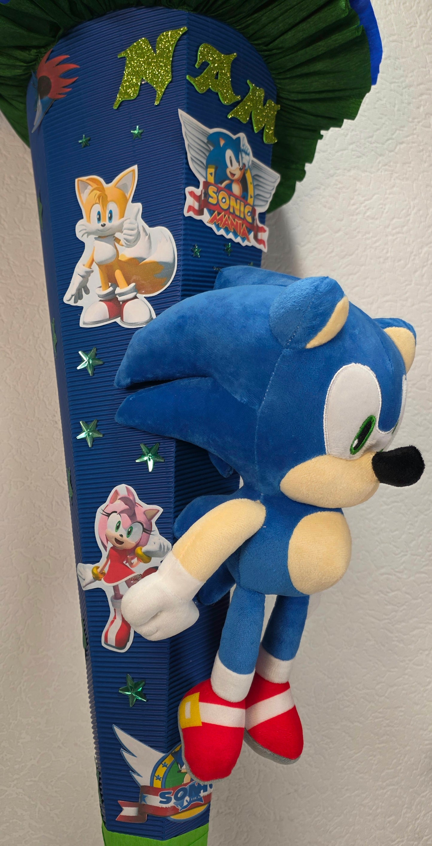 SCHULTÜTE ZUCKERTÜTE Sonic Jungs dunkelblau dunkelgrün leuchtgrün
