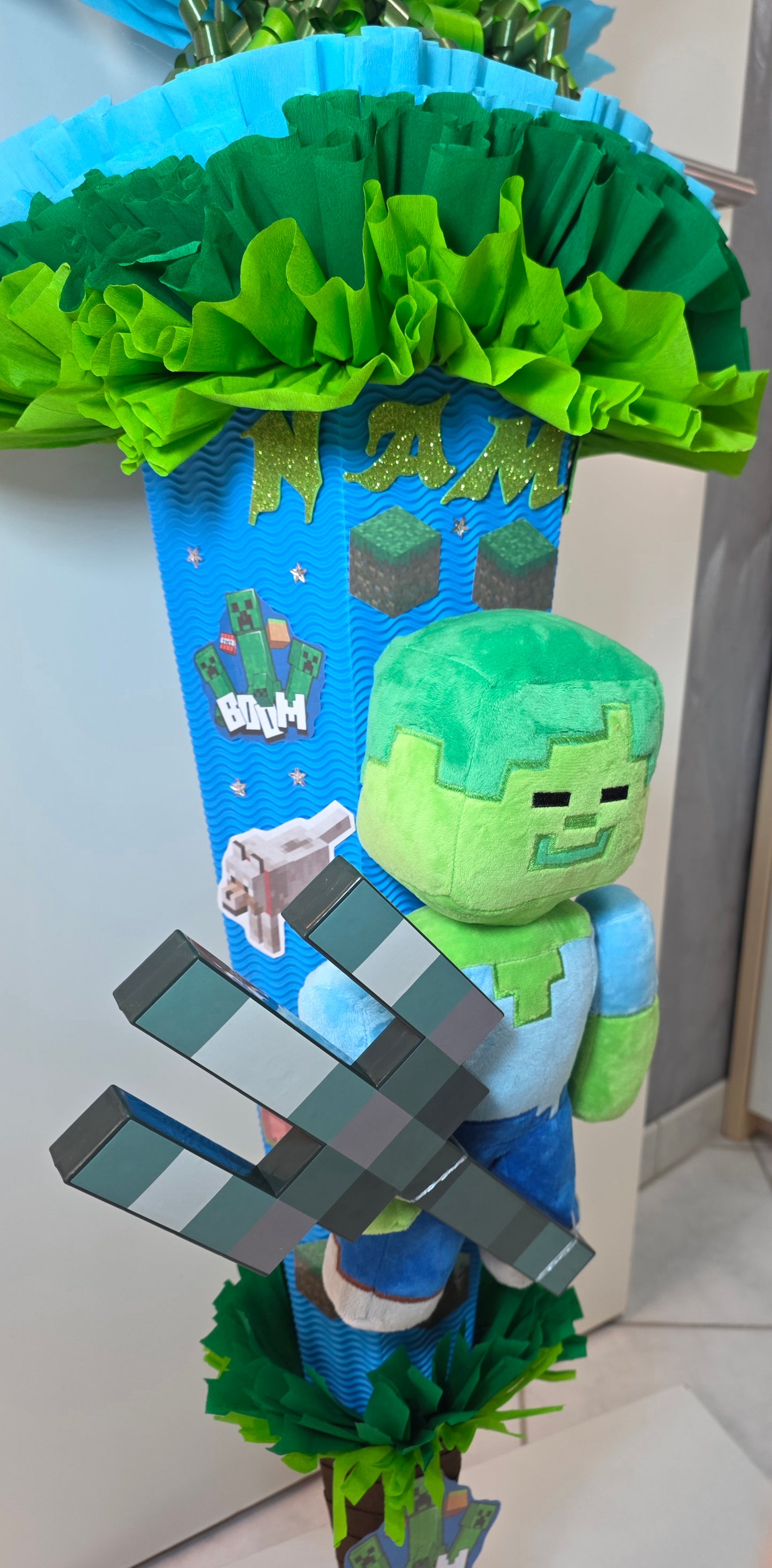 SCHULTÜTE ZUCKERTÜTE MINECRAFT für Jungs blau grün dunkelgrün