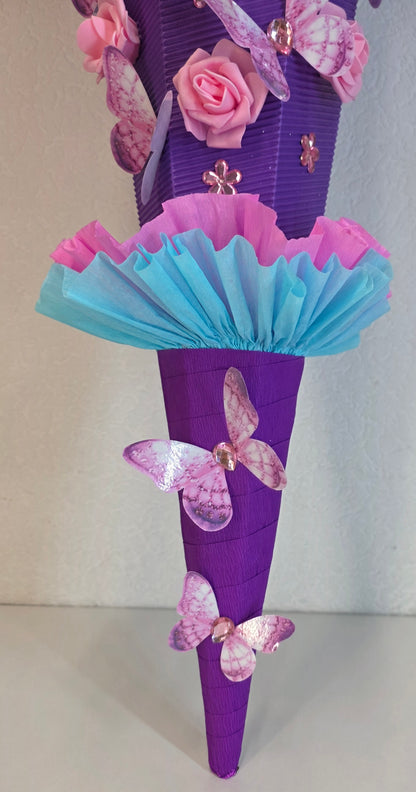 SCHULTÜTE ZUCKERTÜTE EINHORN für MÄDCHEN EINSCHULUNG in lila türkis rosa violett