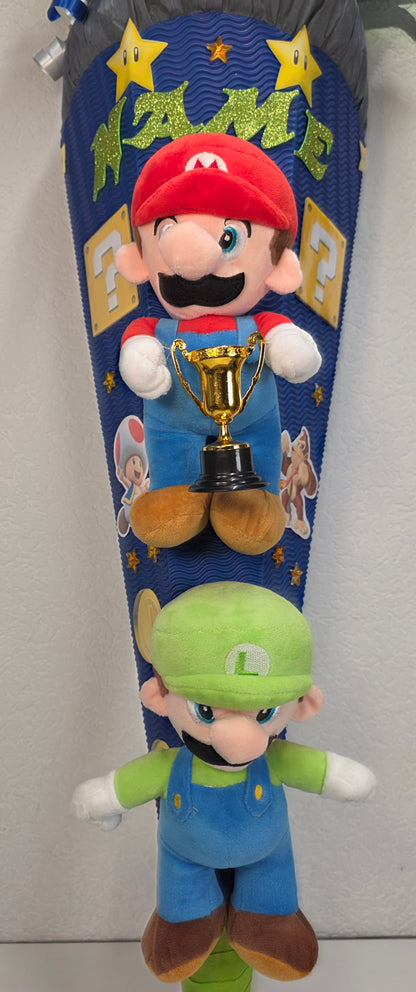SCHULTÜTE ZUCKERTÜTE Super Mario Jungs dunkelblau grau hellgrün
