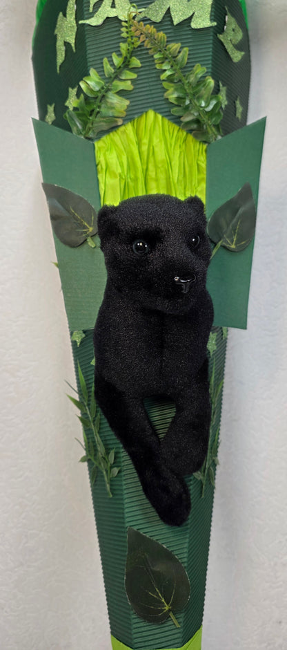 SCHULTÜTE ZUCKERTÜTE Panther Schwarze Katze Jungs dunkelgrün grau hellgrün