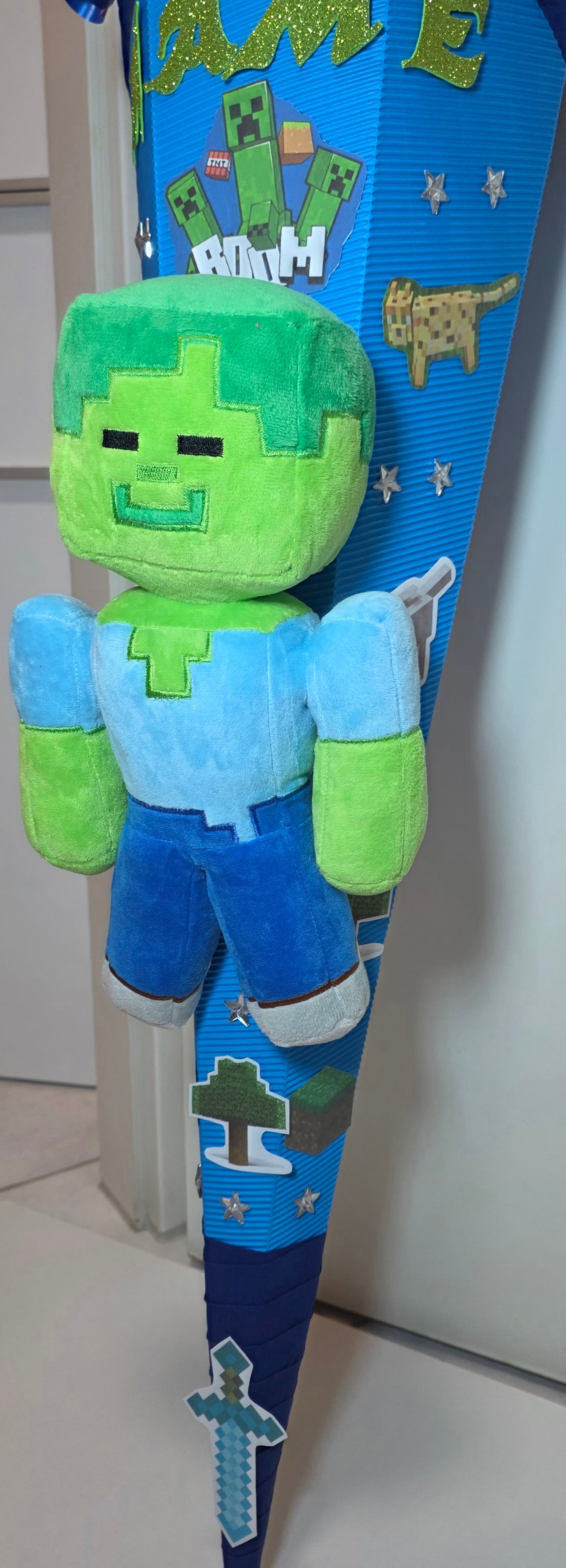 SCHULTÜTE ZUCKERTÜTE MINECRAFT für Jungs blau dunkelblau