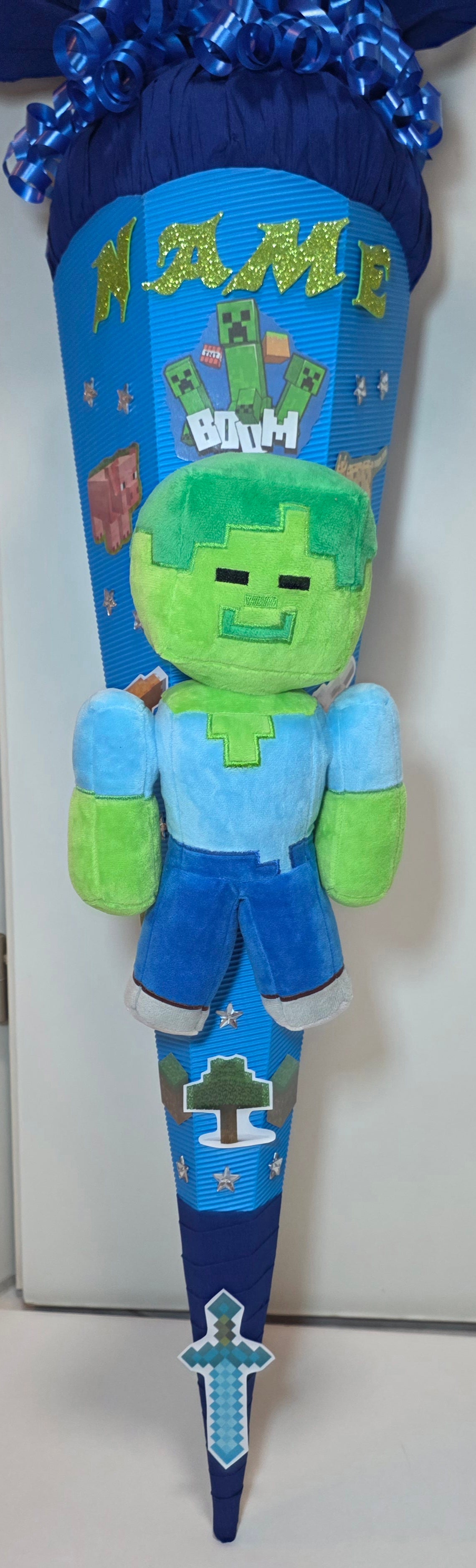 SCHULTÜTE ZUCKERTÜTE MINECRAFT für Jungs blau dunkelblau