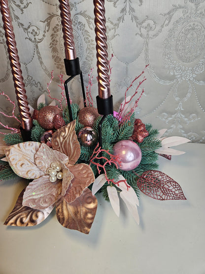 Weihnachtsdekor + Adventsgesteck Kamingesteck, Chrismes, Weihnachtsdeko Weihnachtsblumen Tischdekor, Tischgesteck, Winterdekor,Advent Weihnachtsdekoration Geschenkidee rosa grün