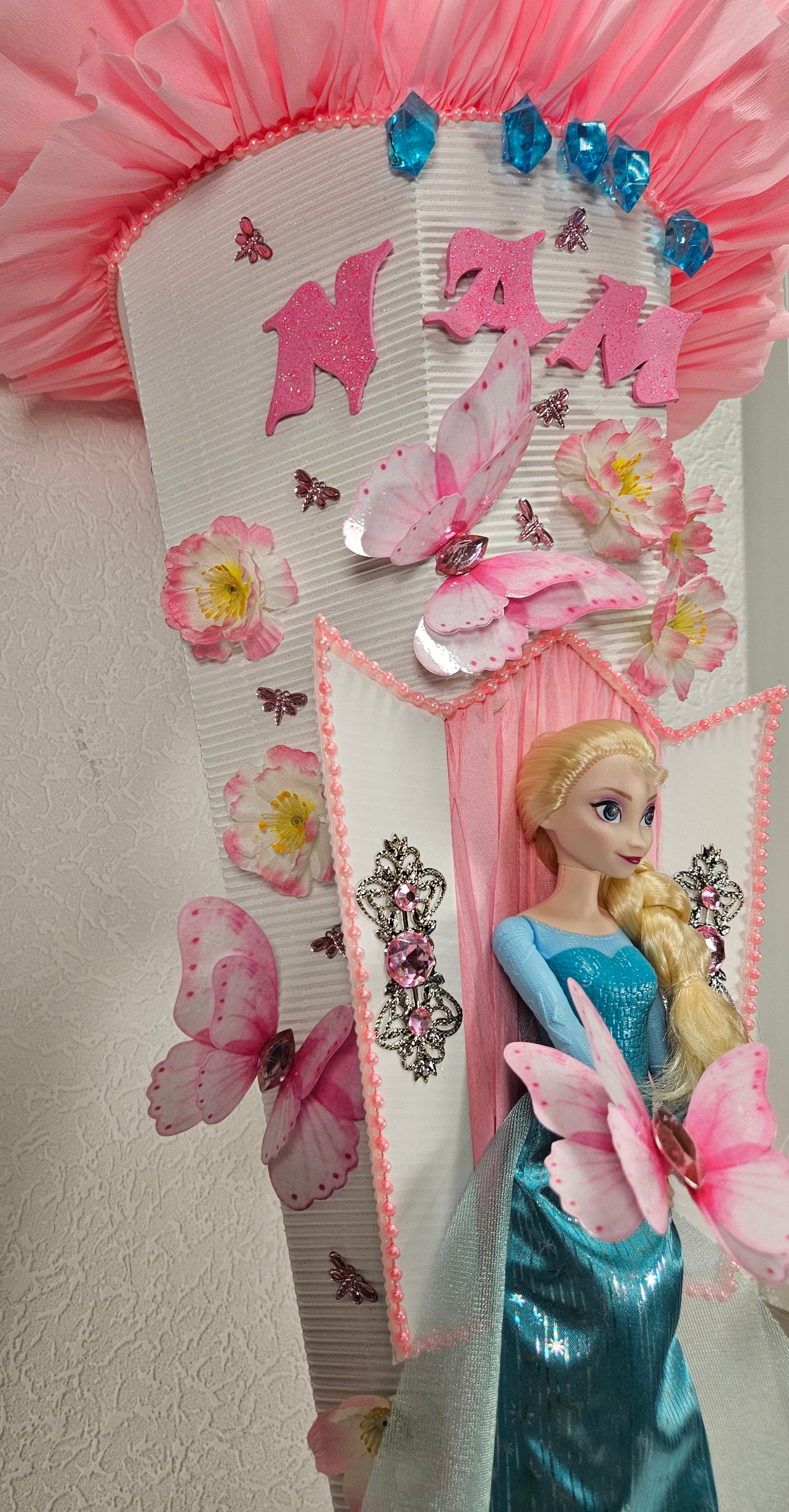 SCHULTÜTE ZUCKERTÜTE "Eiskönigin Elsa" EINSCHULUNG 2025 rosa weiß