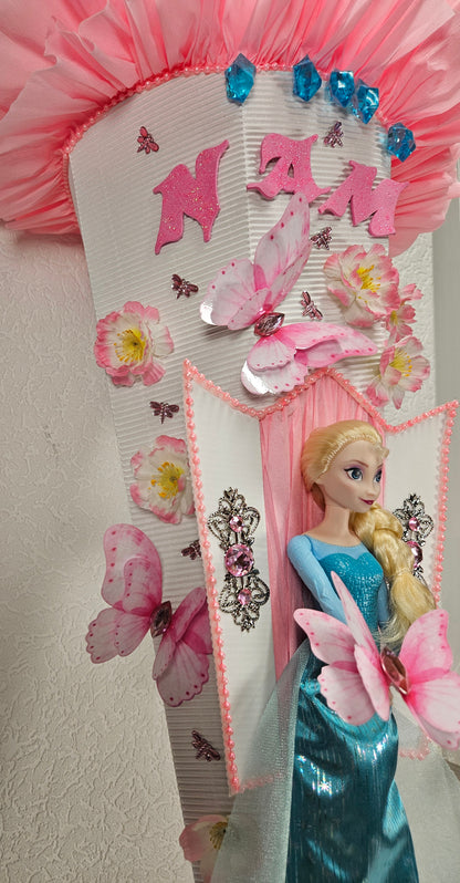 SCHULTÜTE ZUCKERTÜTE "Eiskönigin Elsa" EINSCHULUNG 2025 rosa weiß