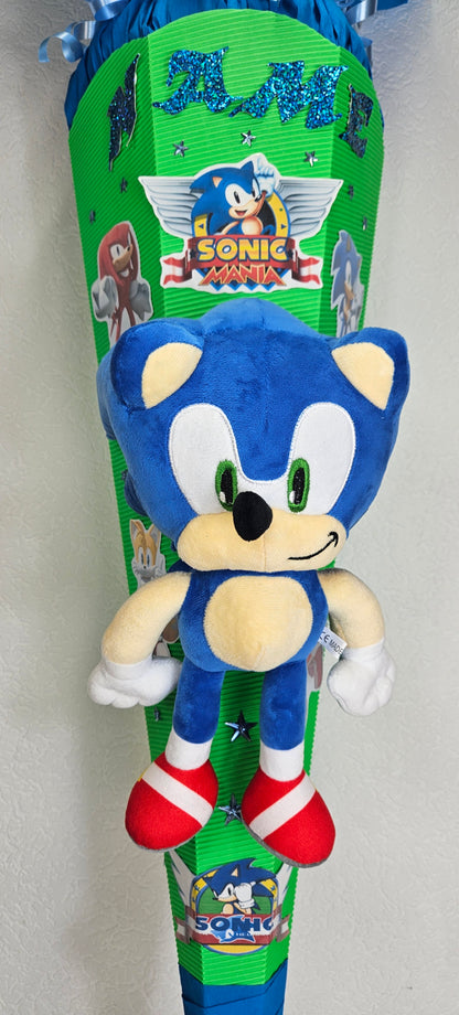SCHULTÜTE ZUCKERTÜTE "SONIC" Rohling 85cm für Jungs blau hellblau leuchtgrün