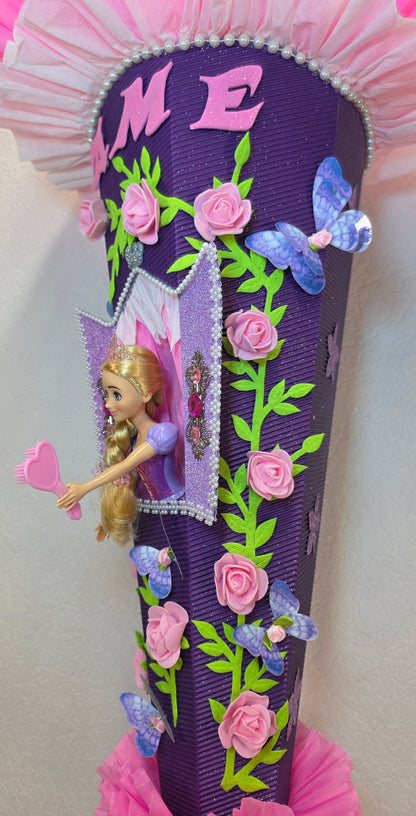 SCHULTÜTE ZUCKERTÜTE RAPUNZEL für MÄDCHEN EINSCHULUNG in lila weiß rosa