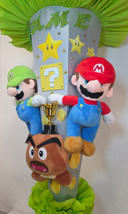 SCHULTÜTE ZUCKERTÜTE SUPER MARIO Jungs silber hellgrün grün
