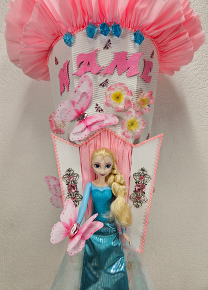 SCHULTÜTE ZUCKERTÜTE "Eiskönigin Elsa" EINSCHULUNG 2025 rosa weiß