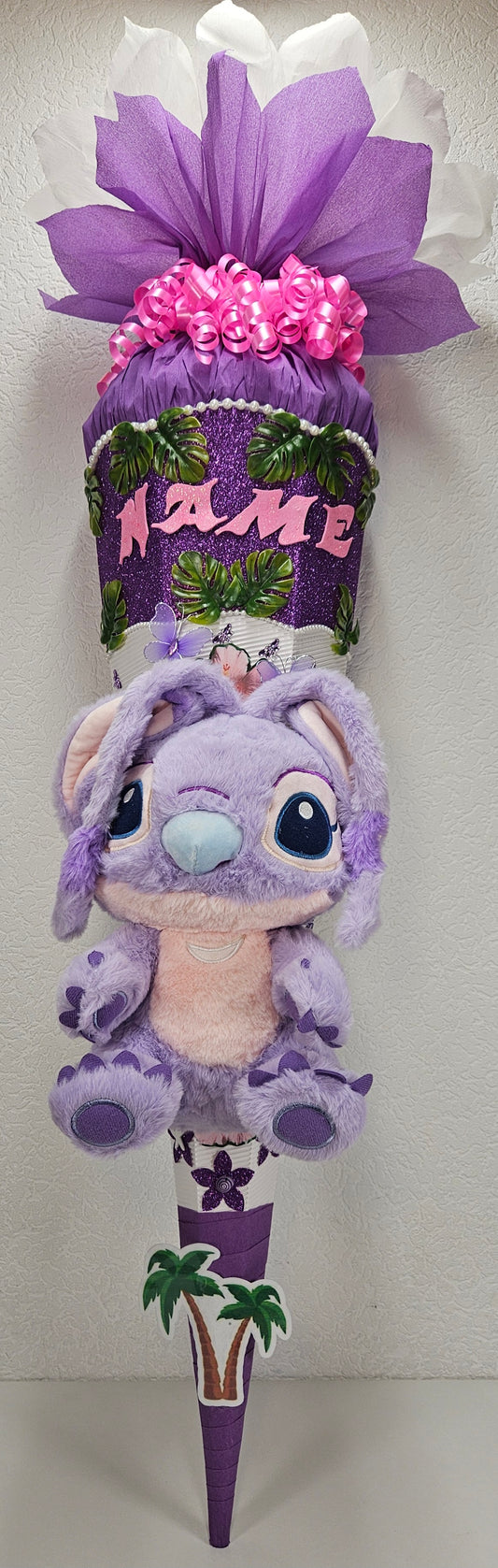 SCHULTÜTE ZUCKERTÜTE Stitch für MÄDCHEN EINSCHULUNG 2025 lila rosa weiß